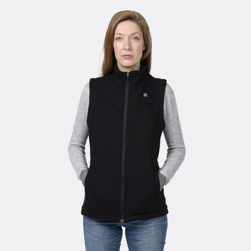Sleeveless heated body warmer with eco-designed battery